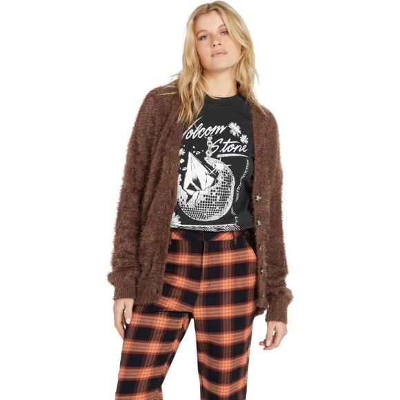 Womens Fuzzigan Loose Fit Cardigan Knitted Button Front Cozy Casual - Picture 3 of 3